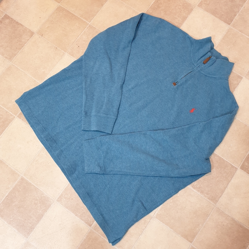 Polo by Ralph Lauren Cotton Winter XXL 1/4 zip Pullover Light Blue